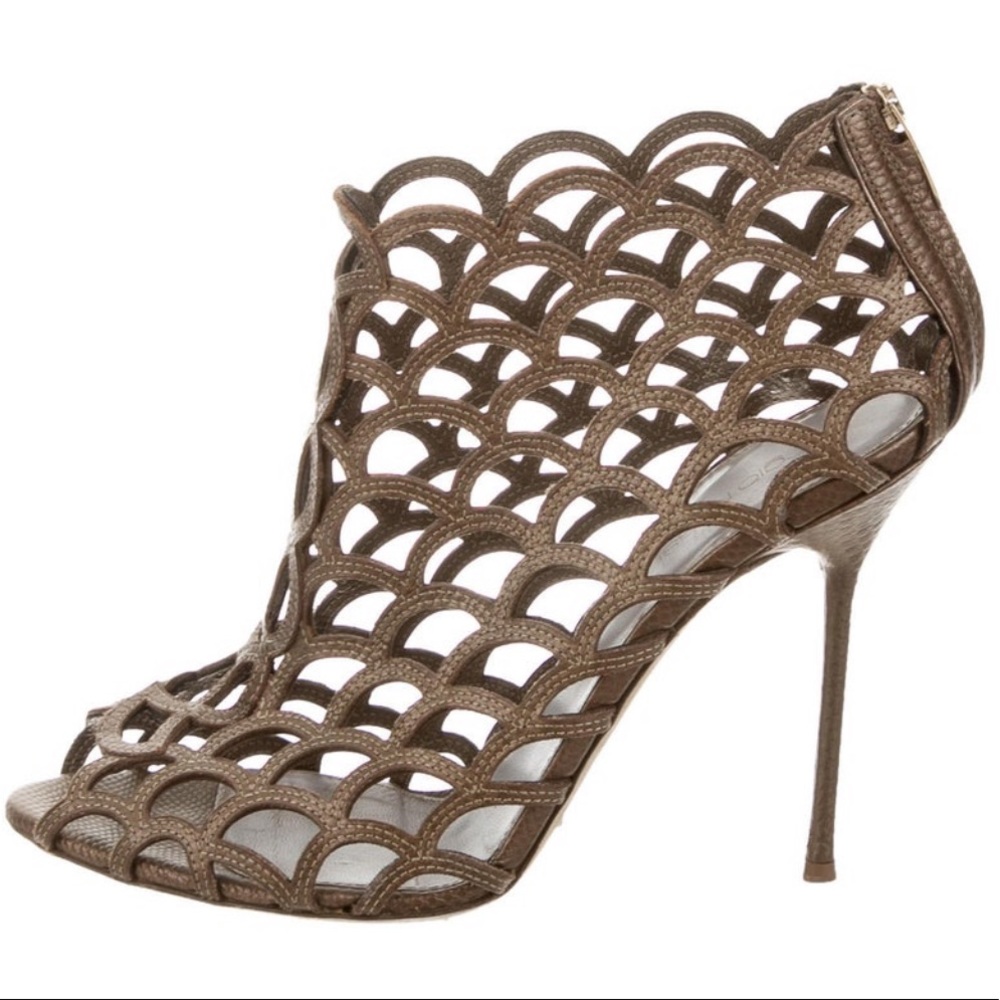 Sergio Rossi Embossed Leather Booties